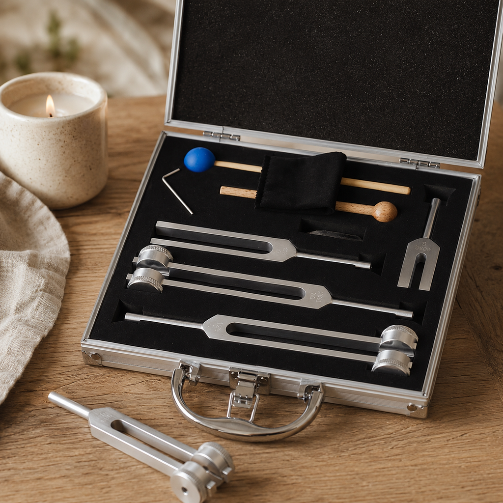 Sacred Frequency Tuning Fork Set – 128Hz, OM 136.1Hz, MI 528Hz & 4096Hz