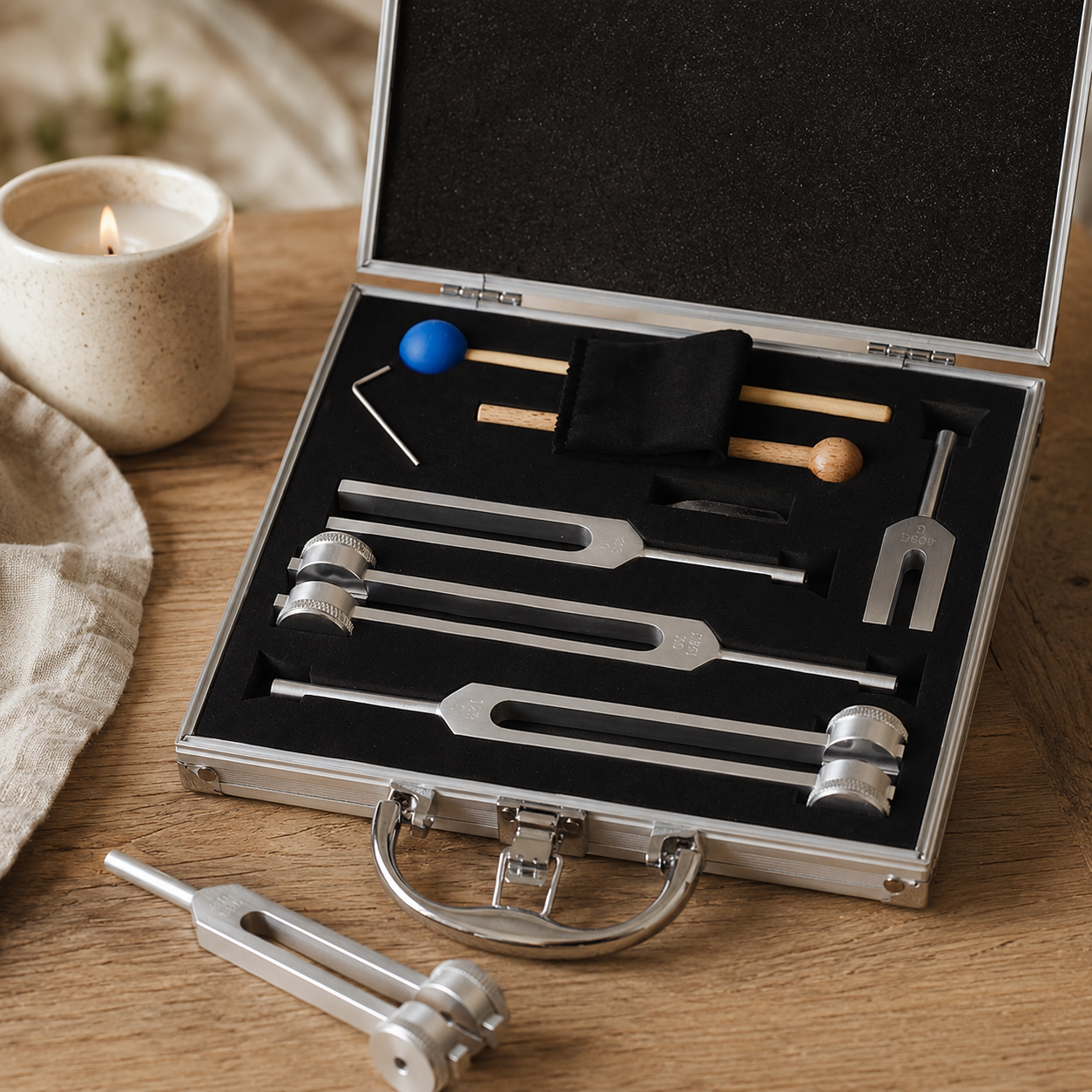 Sacred Frequency Tuning Fork Set – 128Hz, OM 136.1Hz, MI 528Hz & 4096Hz