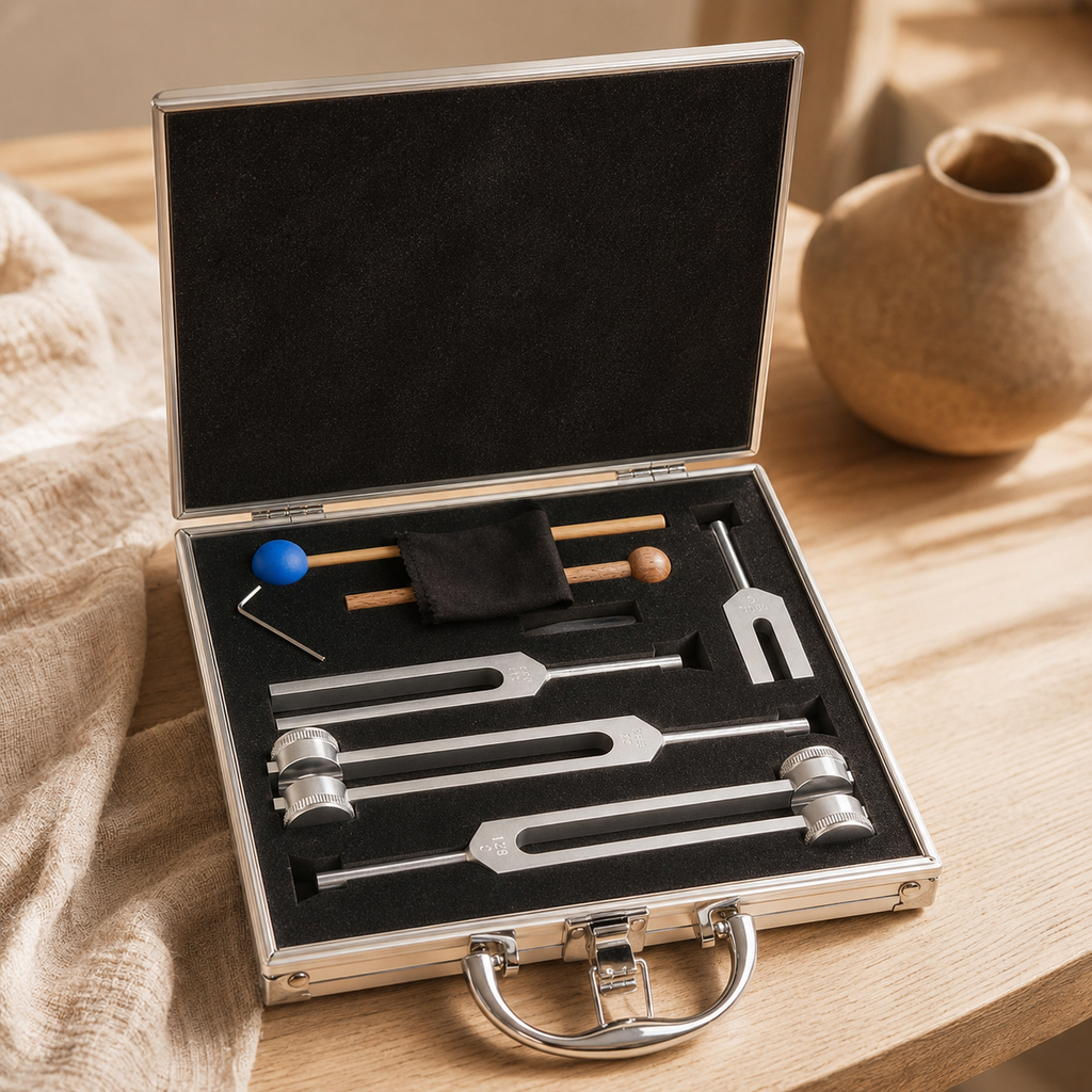 Sacred Frequency Tuning Fork Set – 128Hz, OM 136.1Hz, MI 528Hz & 4096Hz