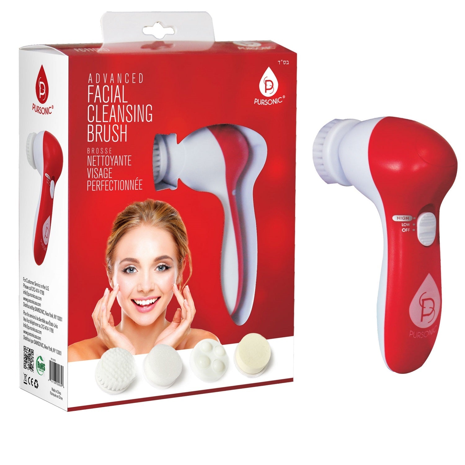 Red Light LED Scalp & Hair Therapy Brush & Advanced Facial Cleansing