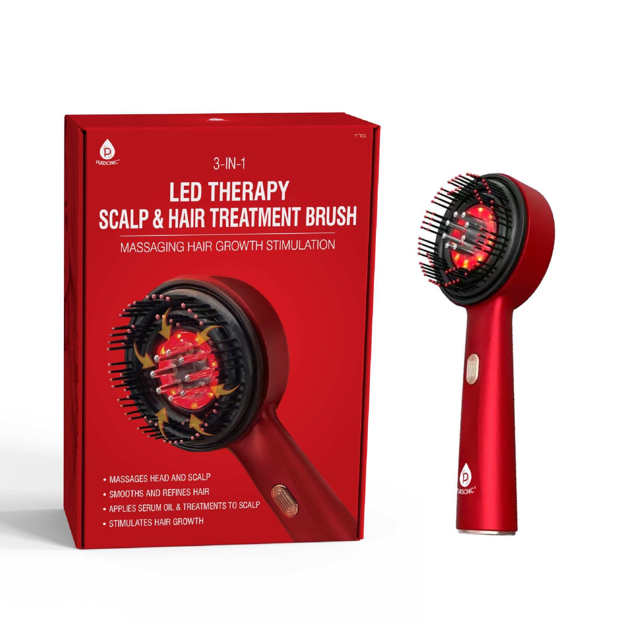 Red Light LED Scalp & Hair Therapy Brush & Advanced Facial Cleansing