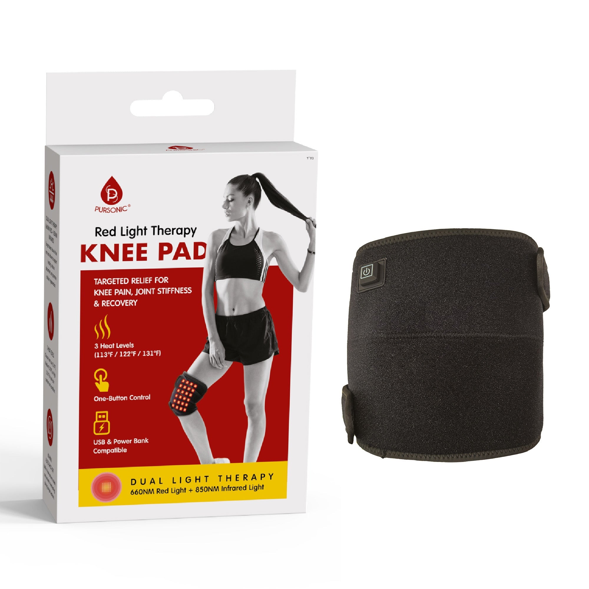 Pursonic Red Light Therapy Knee Pad – Targeted Relief for Knee Pain, Stiffness & Recovery