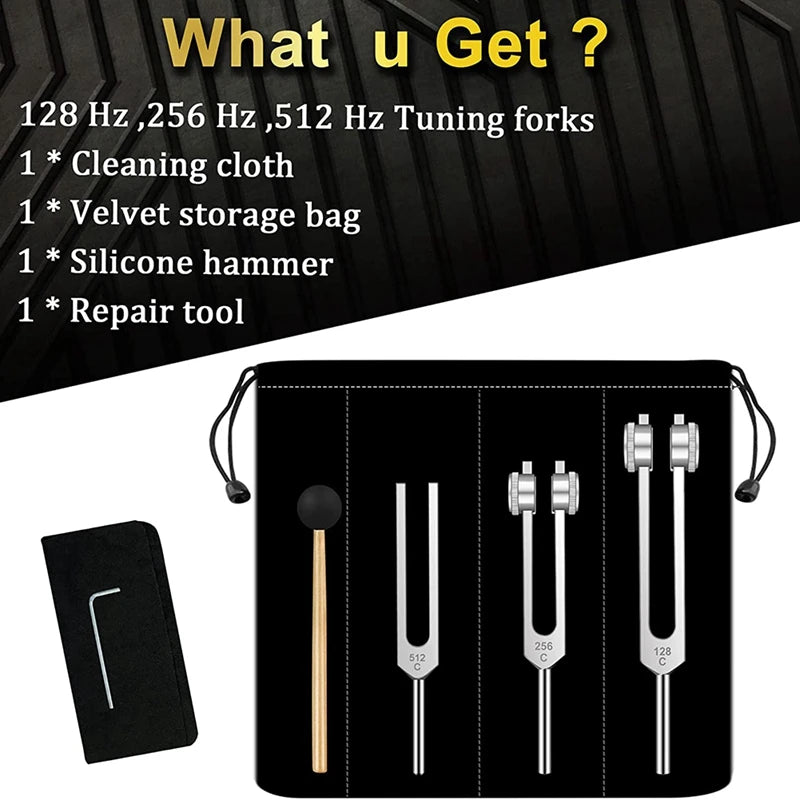Therapeutic Tuning Fork Set – 128Hz, 256Hz & 512Hz