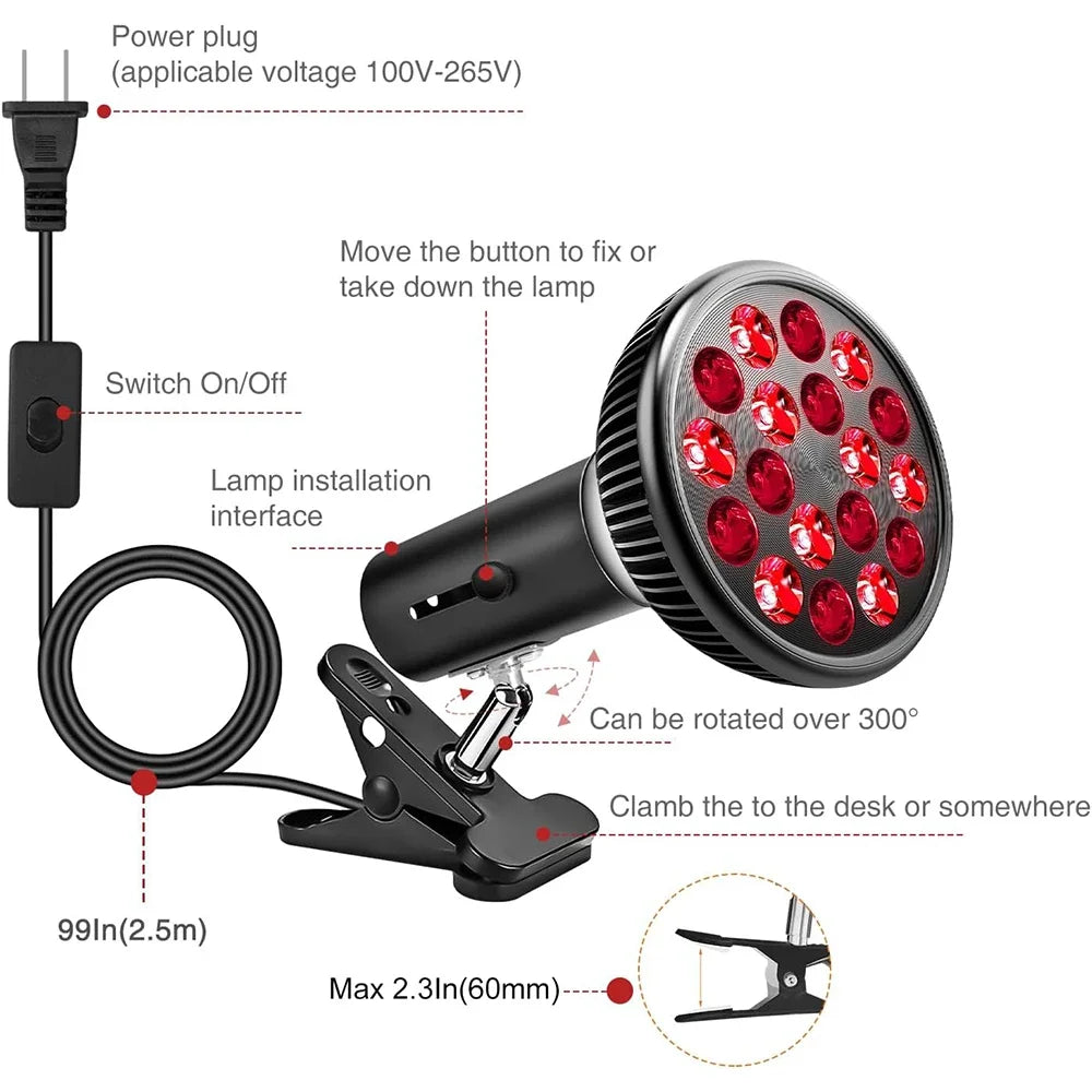 54W Red Light Therapy Lamp – 660nm & 850nm Face & Body Panel