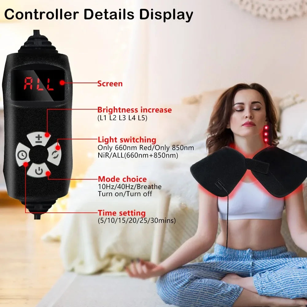 Red Light Therapy Shoulder & Neck Wrap – 660nm & 850nm Wearable Pad