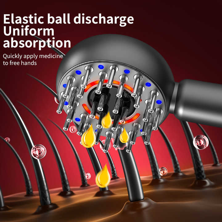 NNEDSZ Grey Intelligent Scalp Massager Brush with Red Light Therapy – Hair Care, Volumizing, and Essence Applicator